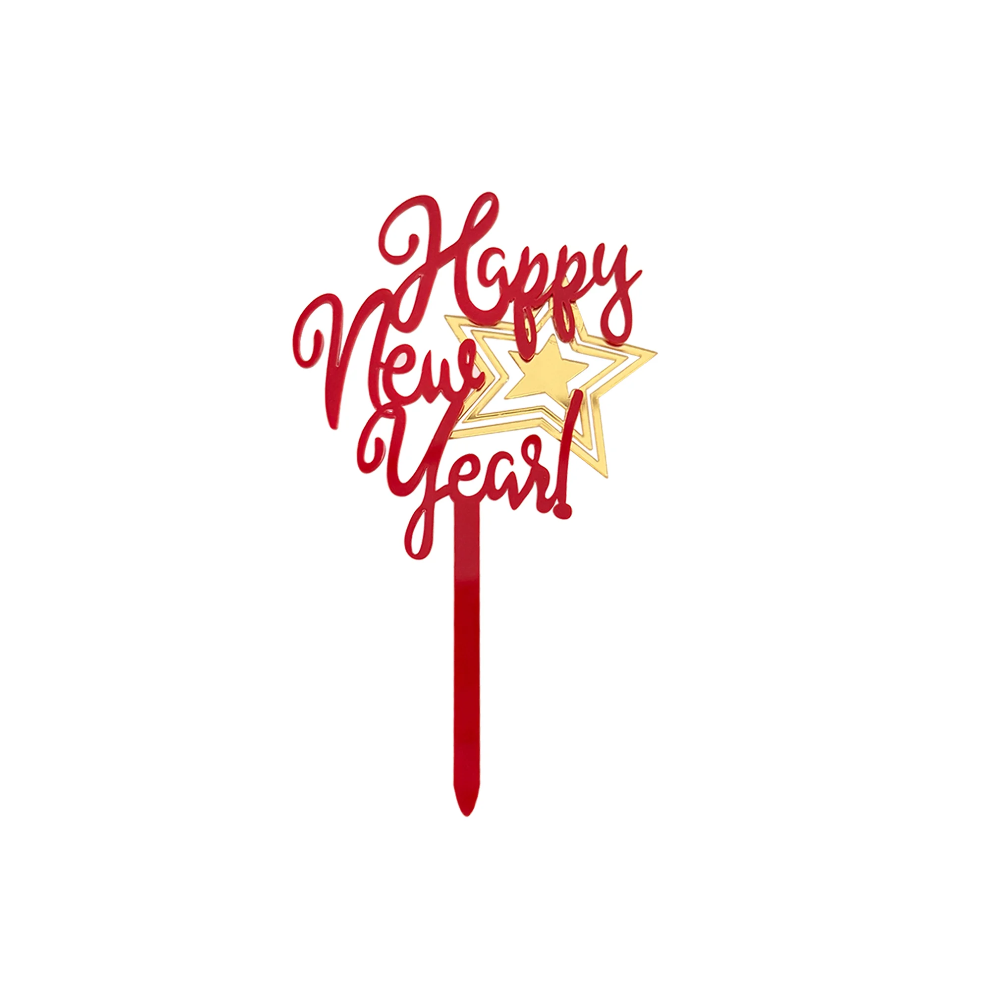 Красные золотые акриловые новогодние топперы для торта