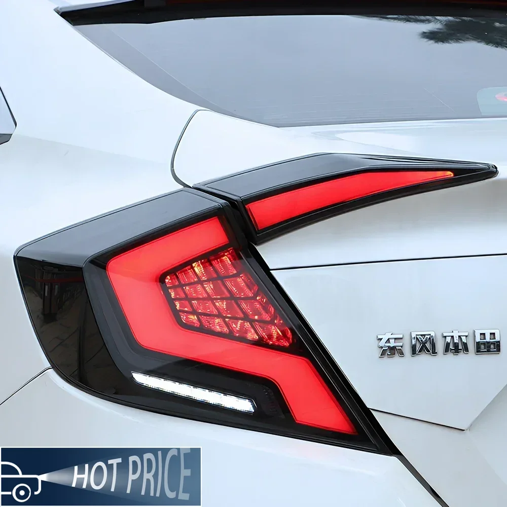 Фото Для Honda Civic X 10th FC FK7 FK8 2016-2021 Обновление динамических мигающих задних фонарей, инструменты, автомобильные аксессуары, светодиодные автомобильные задние фонари в сборе №1