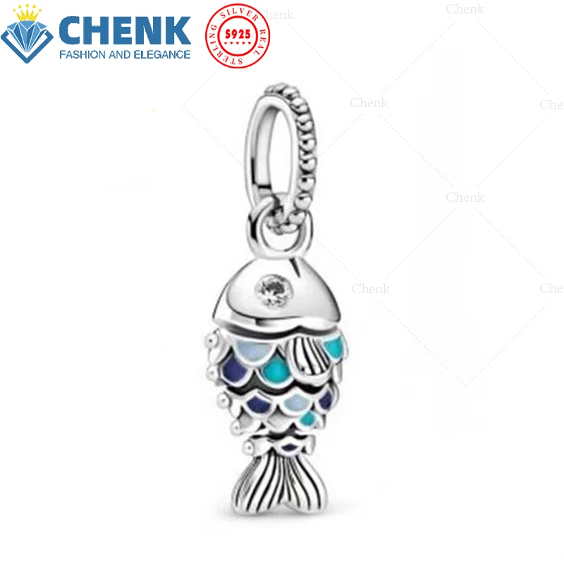 

Blue Scaled Fish Dangle Charm 100% 925 Sterling Silver High Quality Jewelry Accessories China Factory Wholesale Original