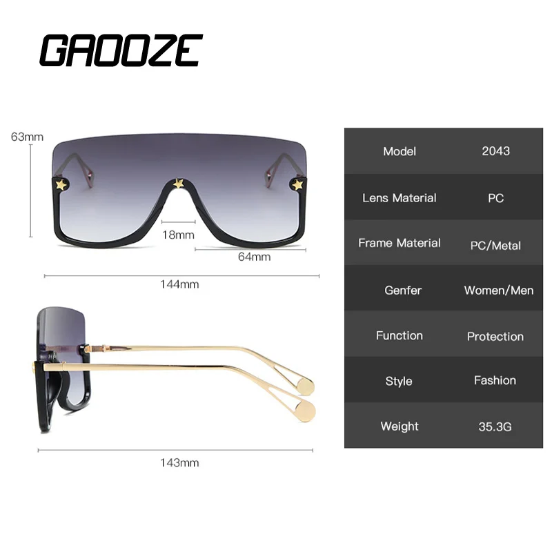 Женские винтажные солнцезащитные очки GAOOZE большого размера со звездами модные