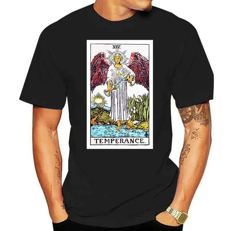 

Temperance Tarot Card Art Logo men's (woman's available) t shirt black Cool Casual pride t shirt men Unisex Fashion tshirt