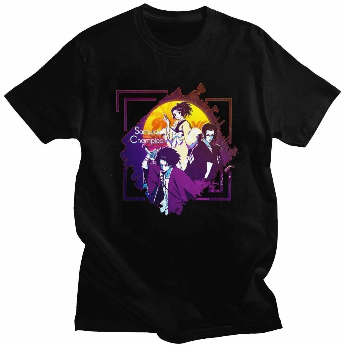 

Streetwear Mens Samurai Champloo Tshirts Adult Short Sleeves Cotton T Shirt Graphic Manga Anime Mugen Tee Streetwear