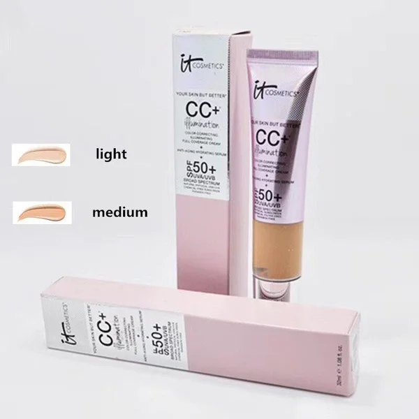 

Face Concealer It Cosmetics CC+ Cream SPF50 Full Cover Medium Light Base Liquid Foundation Makeup Whitening Your Skin But Better
