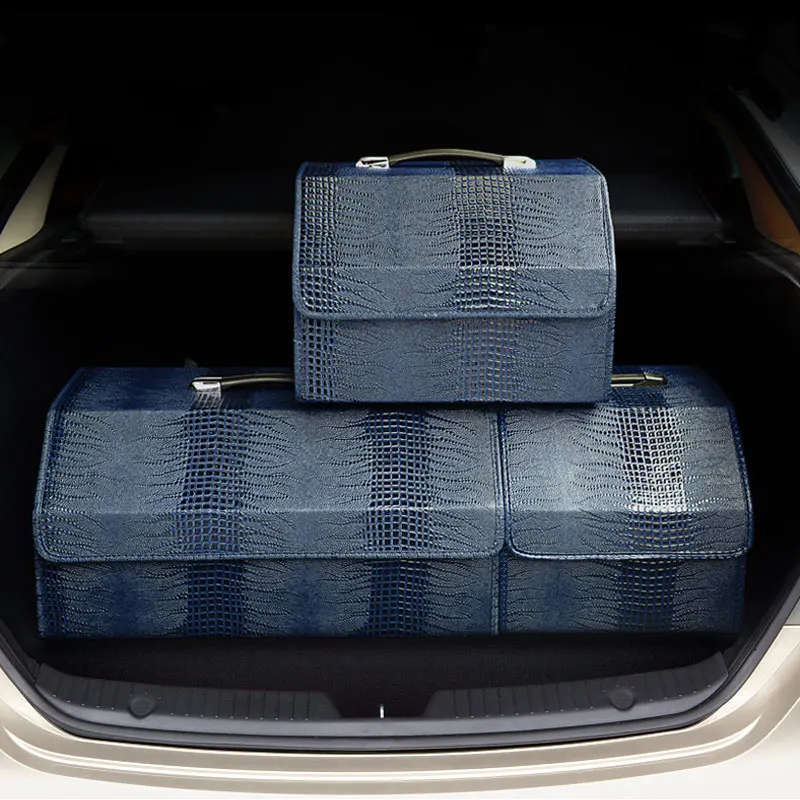 

Crocodile Pattern Trunk Storage Box PU Leather Large Storage Bag Folding Organizer Boxs For Car Waterproof Auto Accessories