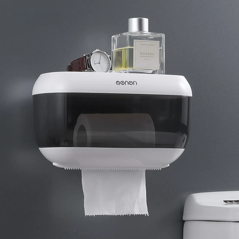 

Toilet Paper Holder Bathroom Tissue Box Wall-mounted Punch-Free Home Supplies Phone Rack Case Waterproof Paper Towel Holder