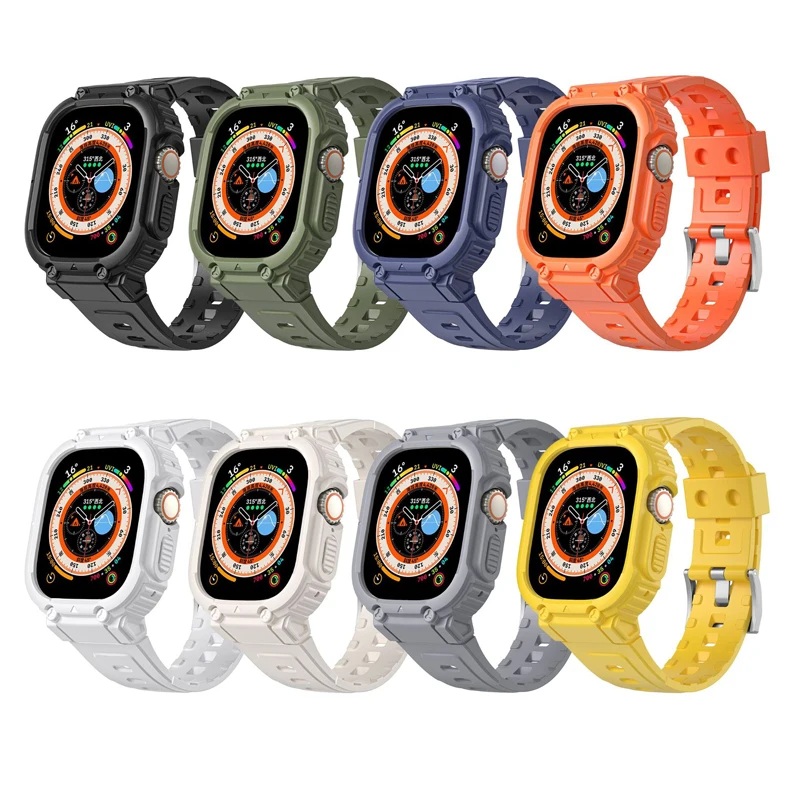 Rubber Sport Strap For Apple Watch Ultra 49mm Silicone band 41mm 45mm TPU case Bracelet 40mm 44mm For iWatch7 6 5 4 SE 38mm 42mm