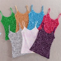 spaghetti strap tanks crop top women corset tops bling camis for woman sexy v neck cropped feminino