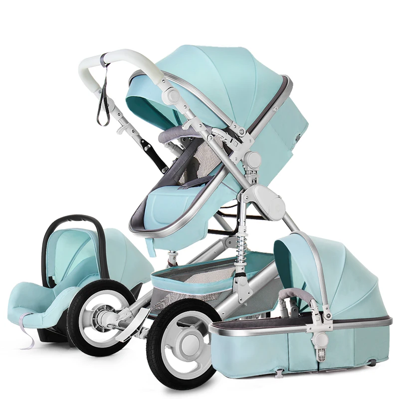 Luxury Baby Stroller 3 in 1 with Car Seat Portable Reversible Travel Pram High Landscape Baby Pink Stroller Newborn Carriage