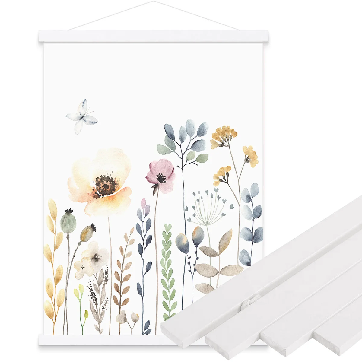 

Белая магнитная деревянная вешалка для постера, рамка из Тикового сосны для фотографий, печать на холсте, художественные карты для гостиной, домашний декор для стен