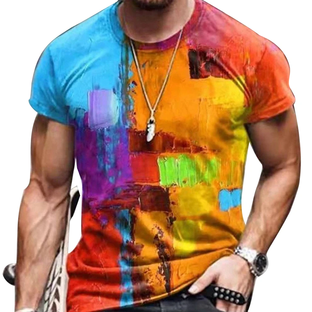 

Men's Vintage Oversized Short Sleeve T Shirts 2021 Summer Harajuku Ethnic Style 3D Print O Collared T-Shirt Men Clothing
