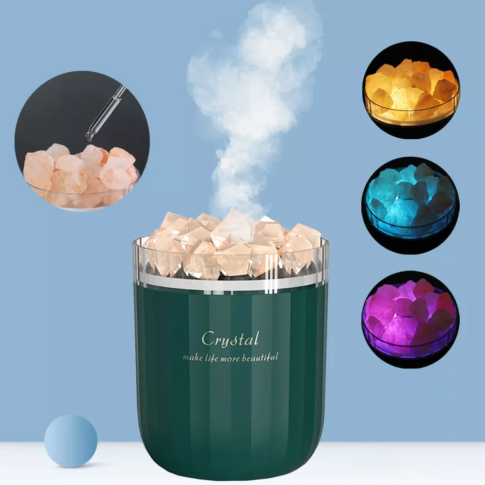 

NEW2023 Crystal Air Humidifier Portable Wireless Aromatherapy Humidifier LED Lights Cool Mist Maker Spray Aroma Essential Oil Di