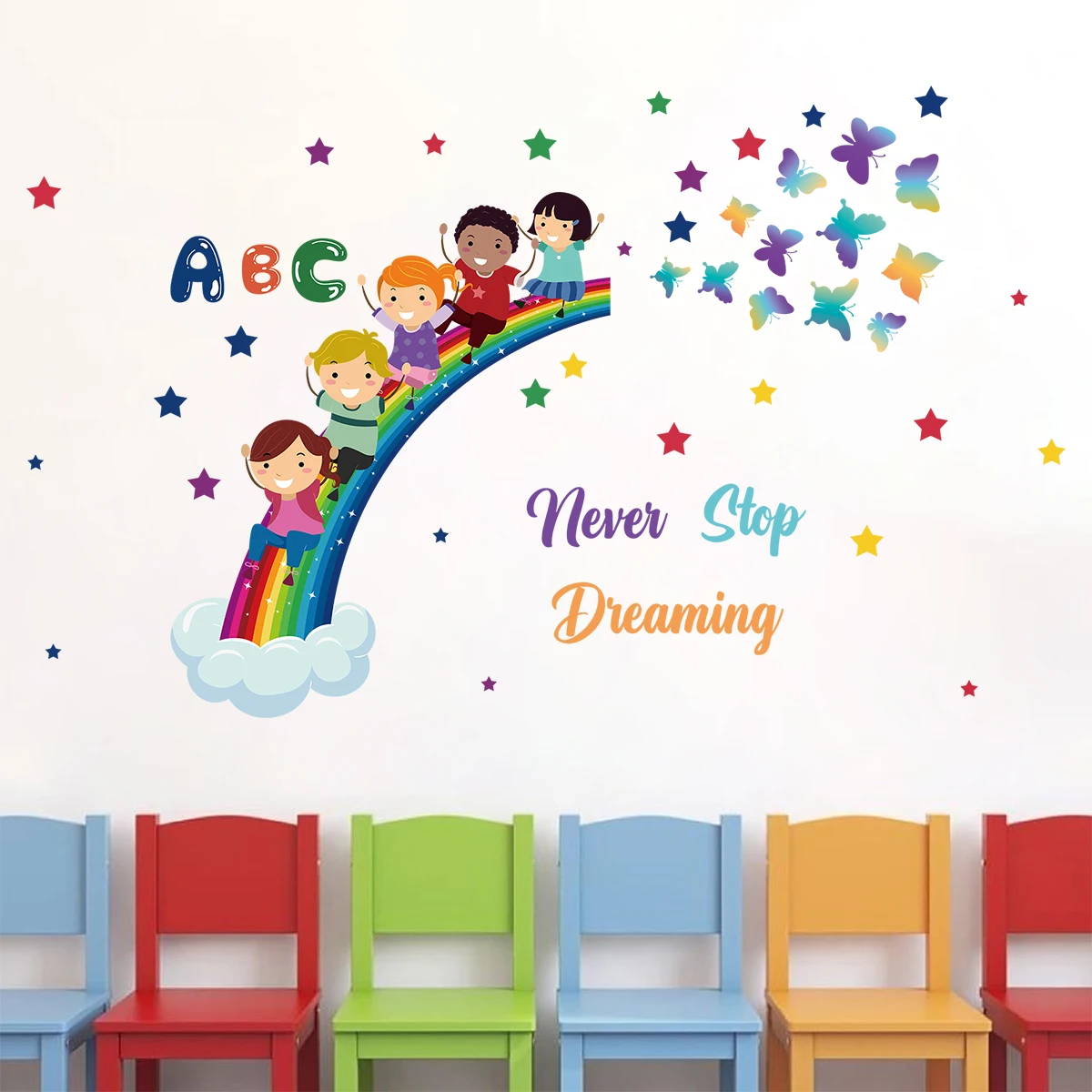 1 шт. красочные звезды радуги игры детские наклейки на стену с узором для детской
