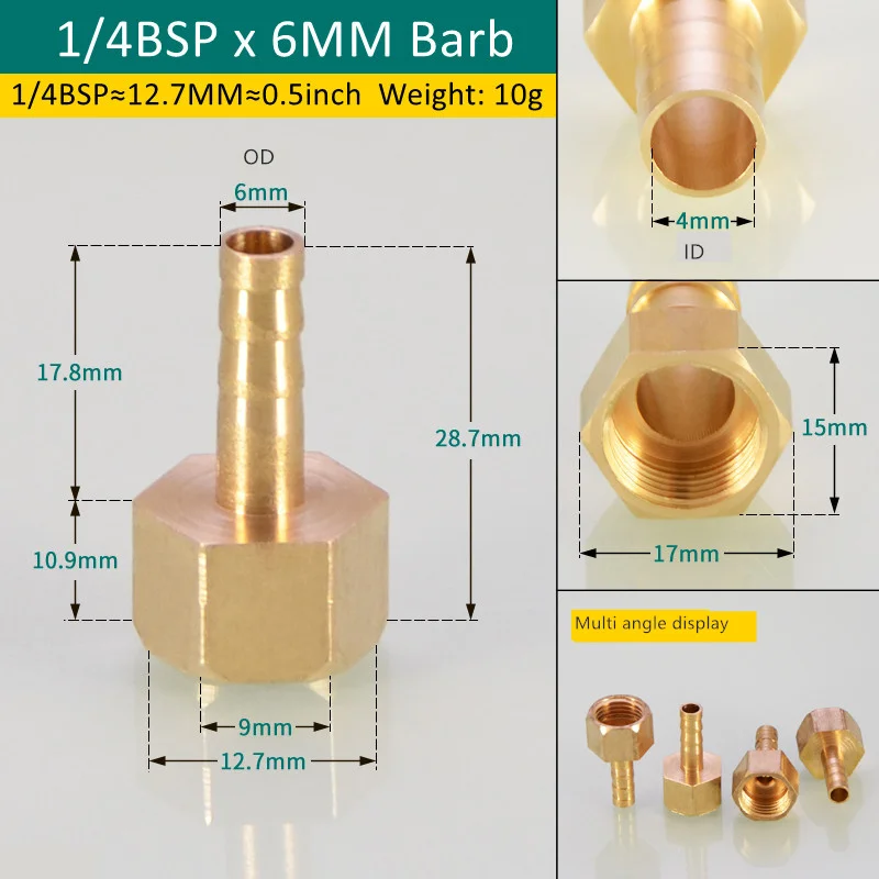 

Латунный штуцер для шланга 6/8/10/12/14/18 мм, хвостовик 1/8/1/4/3/8 дюйма, BSP