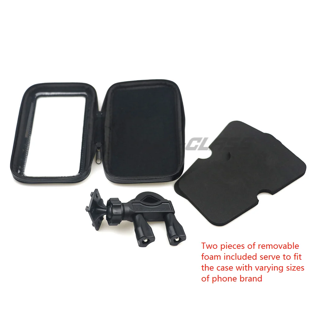 universal motorcycle handlebar phone gps holder pocket waterproof pu leather accessories for harley kawasaki bmw yamaha free global shipping