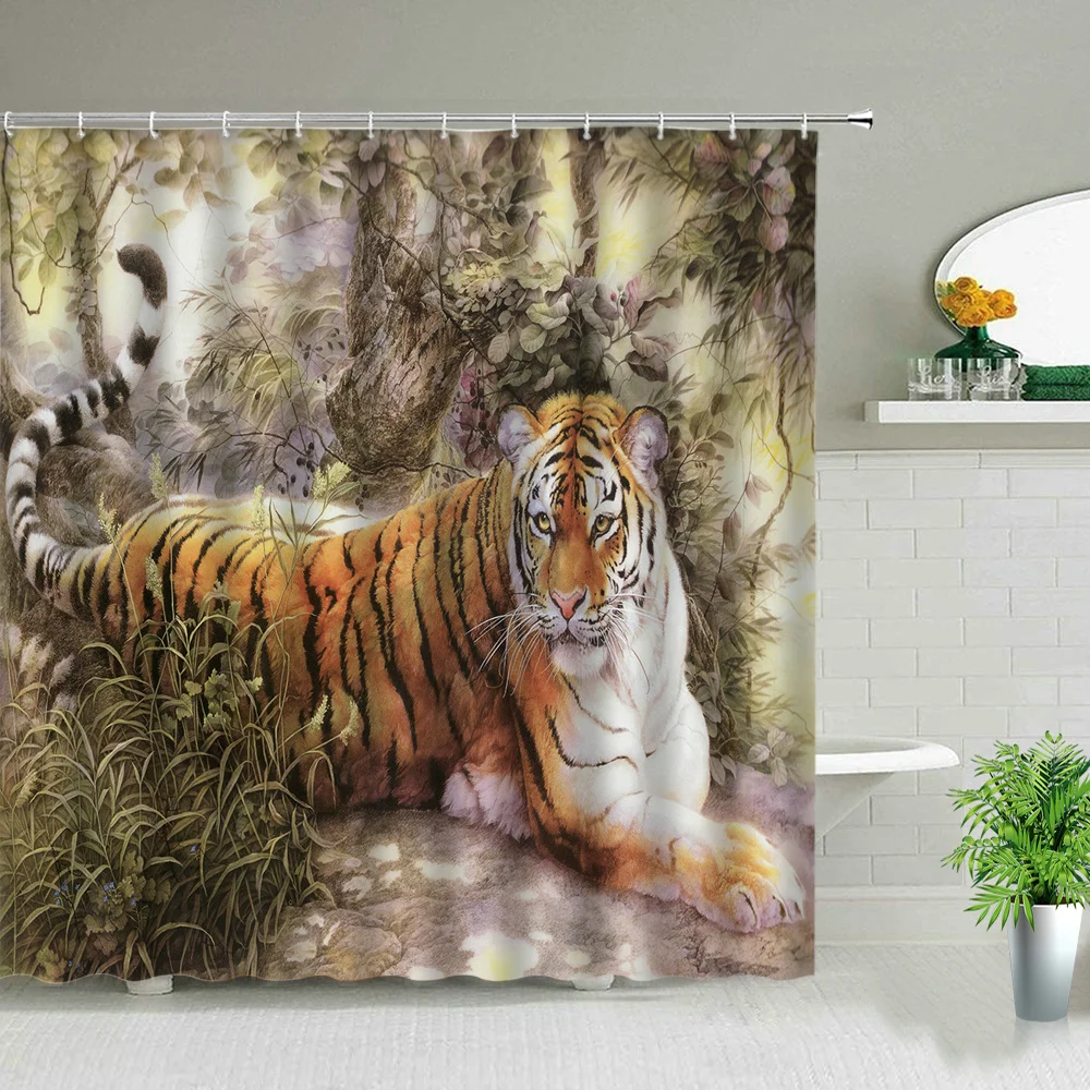 

Waterproof Polyester Home Decoration with 12 Hooks Bathroom Set with Shower Curtain and Rugs