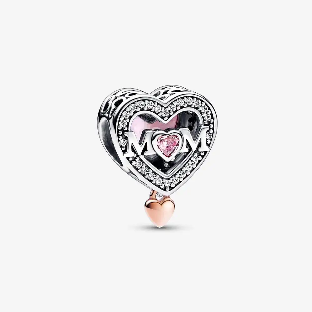 

Two-tone Openwork Mum & Heart Charm Original 925 Sterling Silver Beads for Women Fits Pandora Bracelet DIY Jewelry Gift 2023 New