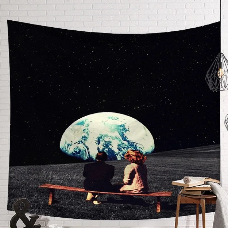 CAMMITEVER Black White Moon Tapestry Wall Hanging Throw Yoga Mat for Home Decor | Дом и сад