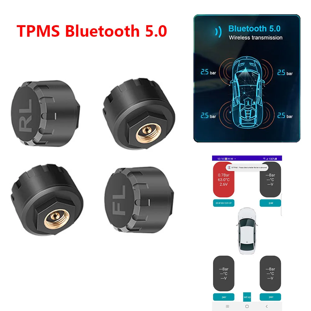 

Датчики давления в шинах для мотоциклов TPMS Bluetooth-совместимая система контроля давления в шинах внешний датчик для автомобилей Android/IOS TMPS