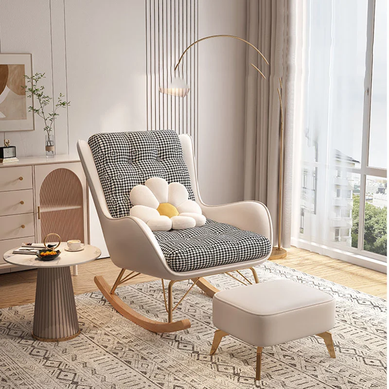 

Luxury Rocking Chairs Recliner Lounge Nordic Bedroom Chair Designer Single Sofa Muebles Para El Hogar Library Furniture LQQ40XP