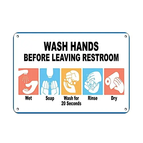 Настенный постер для умывания рук перед тем как покинуть туалет жестяной знак