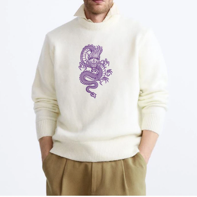 Новинка 2024 Готическая уличная одежда в стиле хип-хоп вязаный свитер с принтом