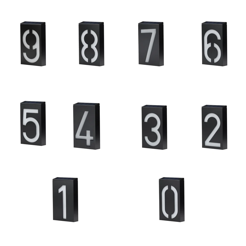 

Number Light Solar Wall Lamp Street Lantern Outdoors Rechargeable Address House Powered Waterproof Sign Courtyard