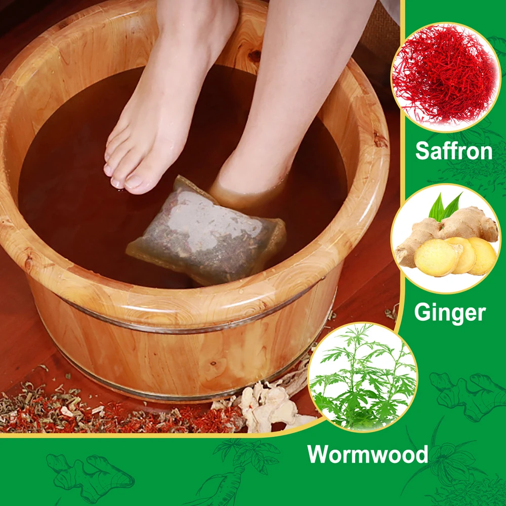 

Newly Leg Slimming Foot Bath Ginger Saffron Extracts for Improve Leg Cold & Edema 12Packs Foot Care Supplies