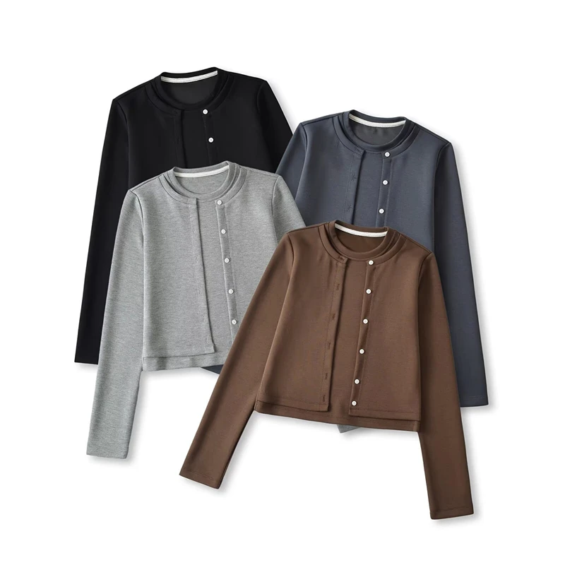 KEYANKETIAN 2024 осень/зима новый женский лоскутный хлопковый свитшот с круглым вырезом