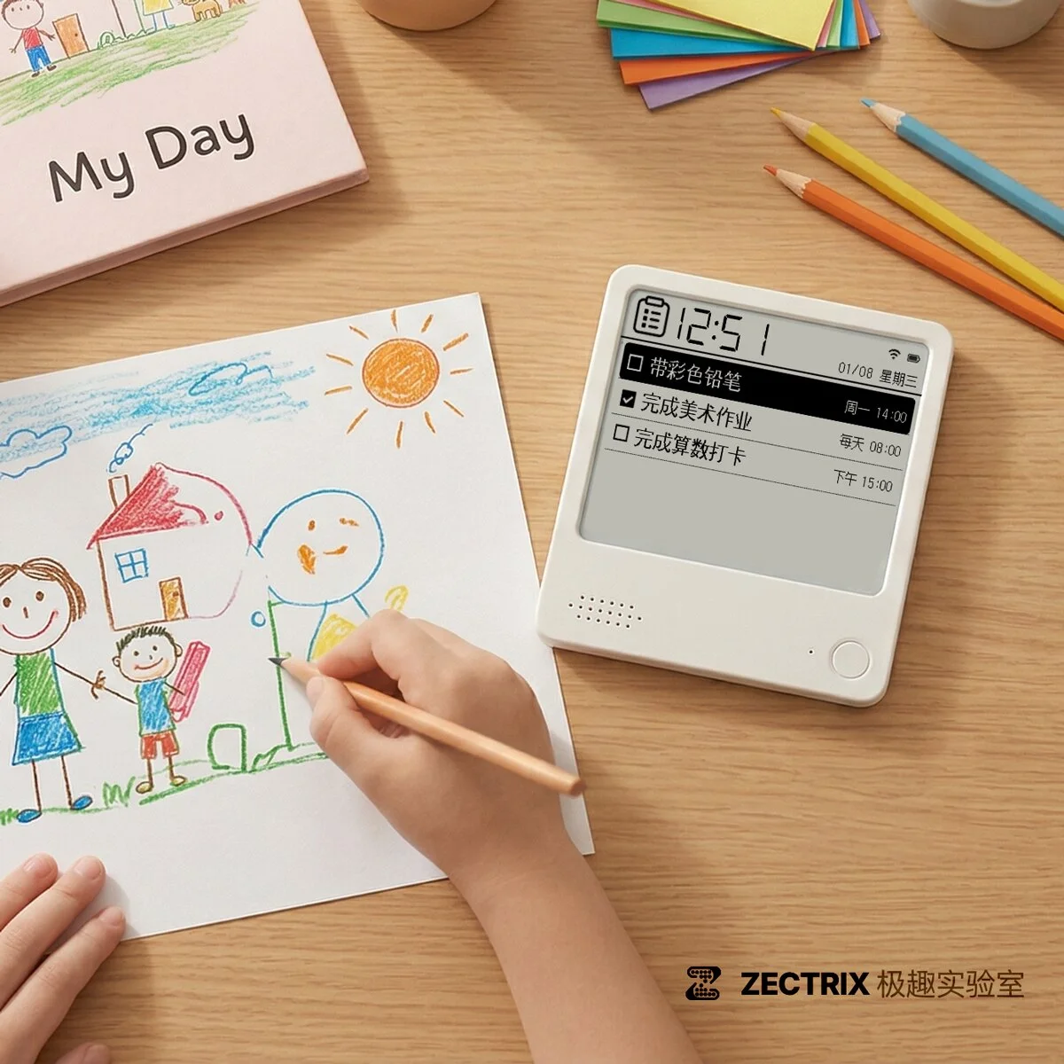 Фото Zectrix Note4 AI E-Ink Умный магнит на холодильник 4,2 дюйма, цифровой диктофон-блокнот, декор для стола с голосовым взаимодействием AI, календарь, функция повтора №4