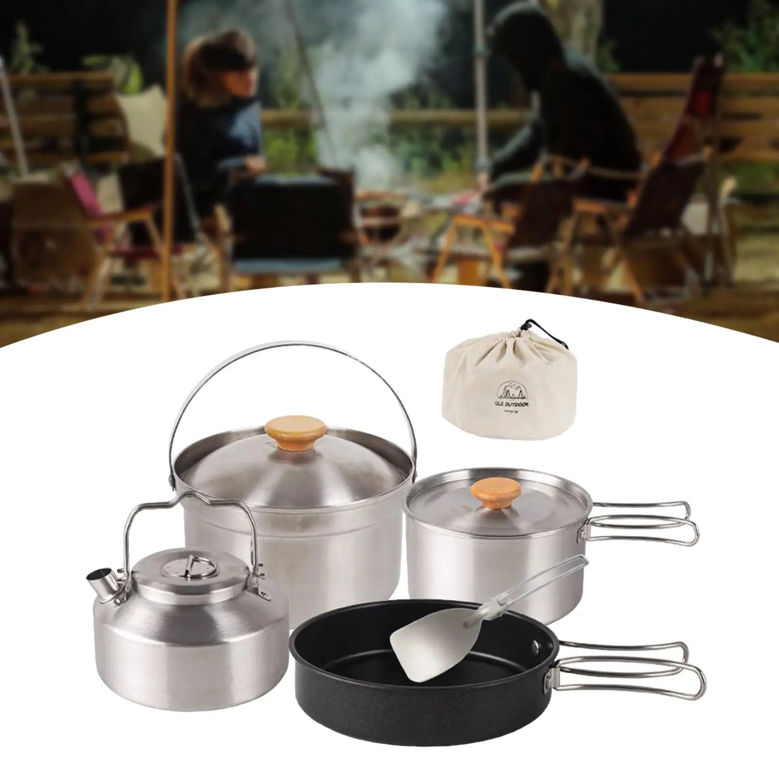 Посуда для кемпинга Cookset Складная ручка Портативный антипригарный набор