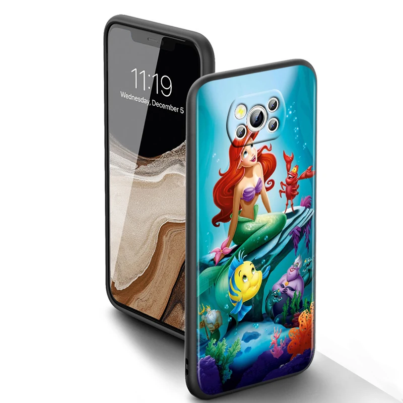 the little mermaid for xiaomi civi mi poco x3 nfc f3 gt m4 m3 m2 x2 f2 pro c3 f1 black silicone funda capa phone case free global shipping