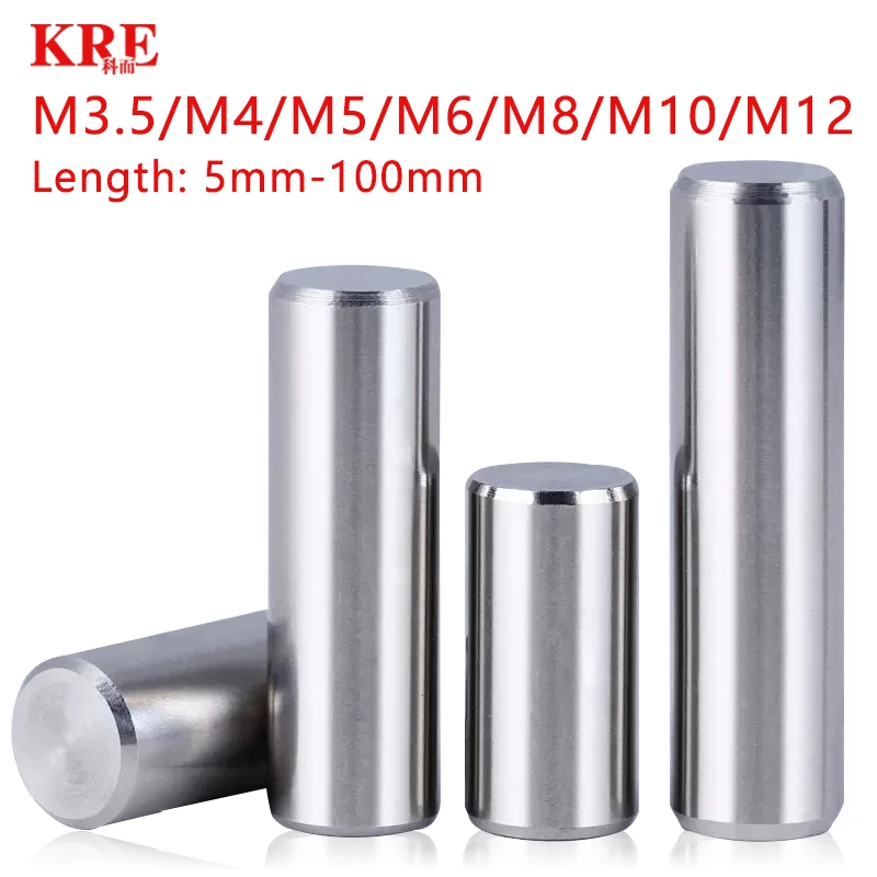 

KRE 100Pcs M3.5 M4 M5 M6 M8 M10 M12 Dowel 304 Stainless Steel Solid Cylindrical Pins Supply Non-Standard Size Locat Parallel Pin