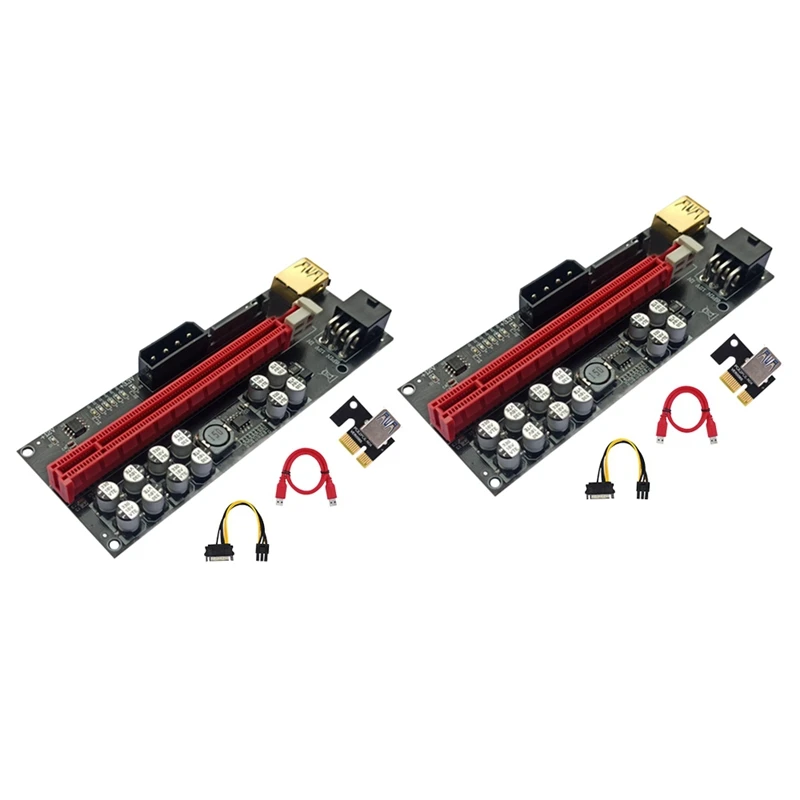 

2Pcs VER018 Plus PCI-E Riser Card PCIE X1 To X16 USB 3.0 SATA Power Cable Riser Adapter For Graphics Card GPU Mining