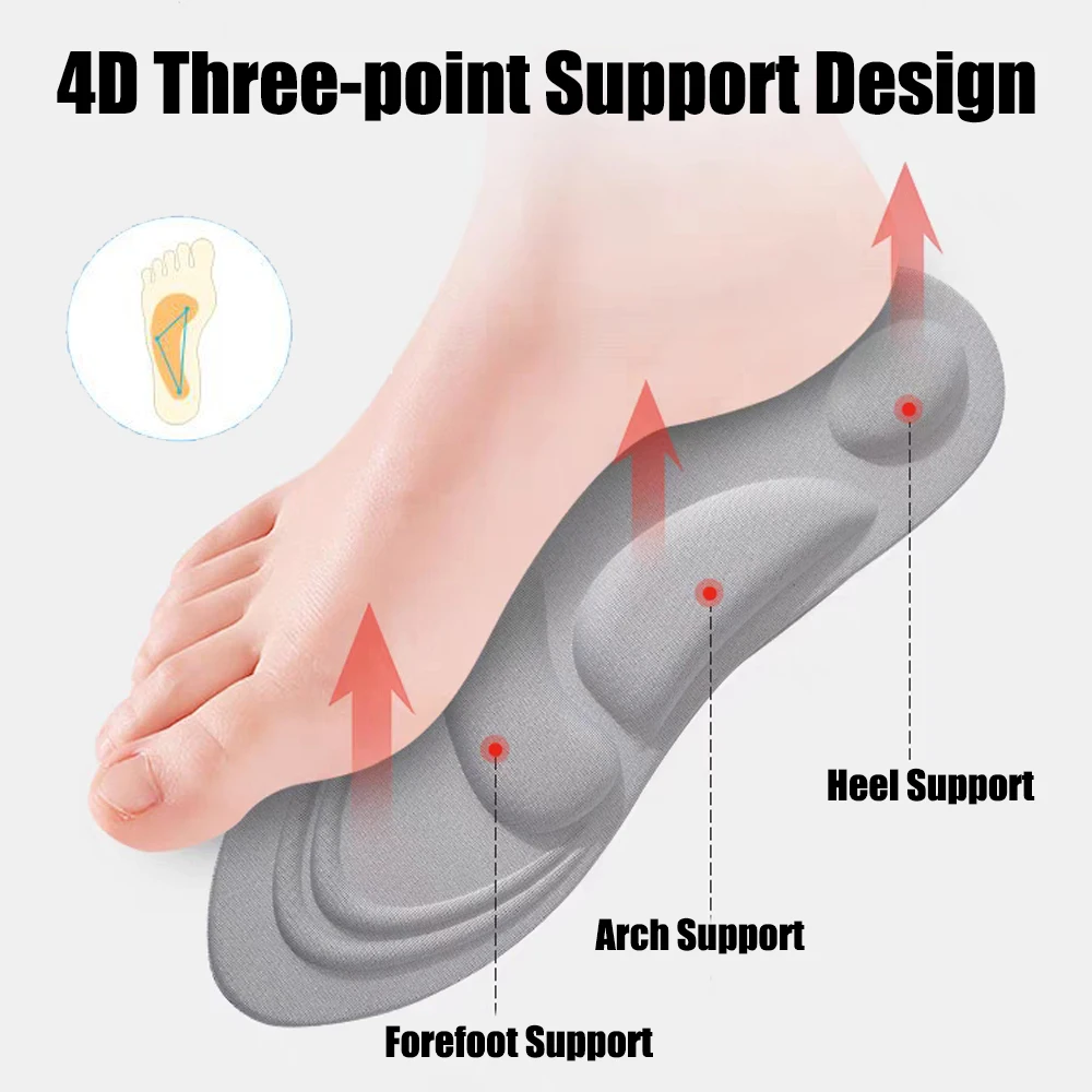 Memory Foam Sports Insoles for Shoes Women Men Deodorant Breathable Running Insoles For Feet Arch Support Orthopedic Insoles