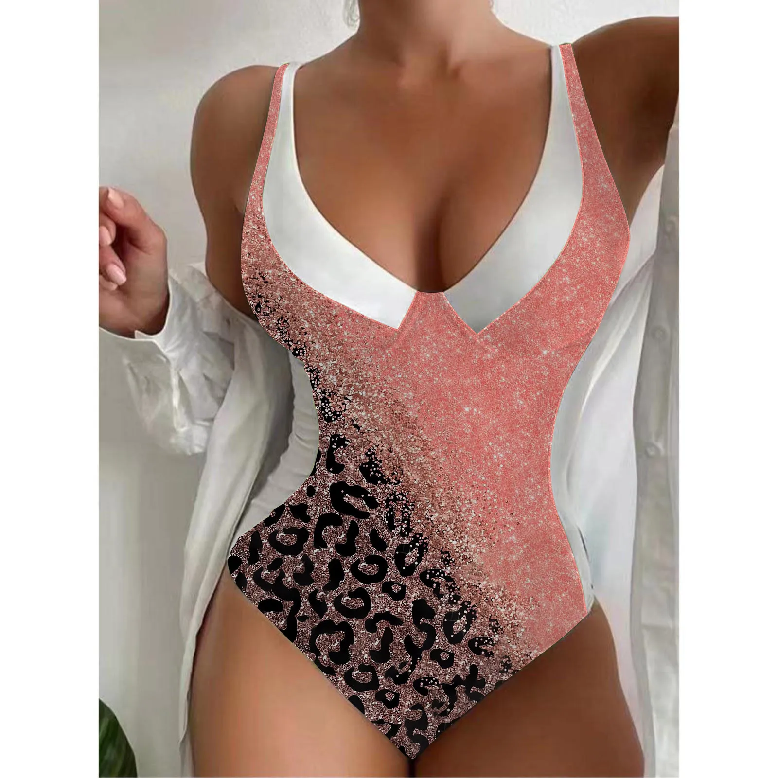 

Женский сплошной купальник с высокой талией и градиентом