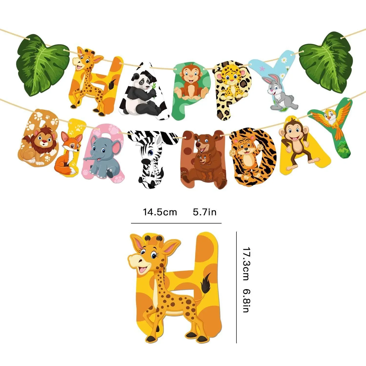 

Тема сафари в джунглях, баннер на день рождения, мультяшные лесные животные, лев, тигр, обезьяна, подвесная гирлянда, декор для дня рождения для детей