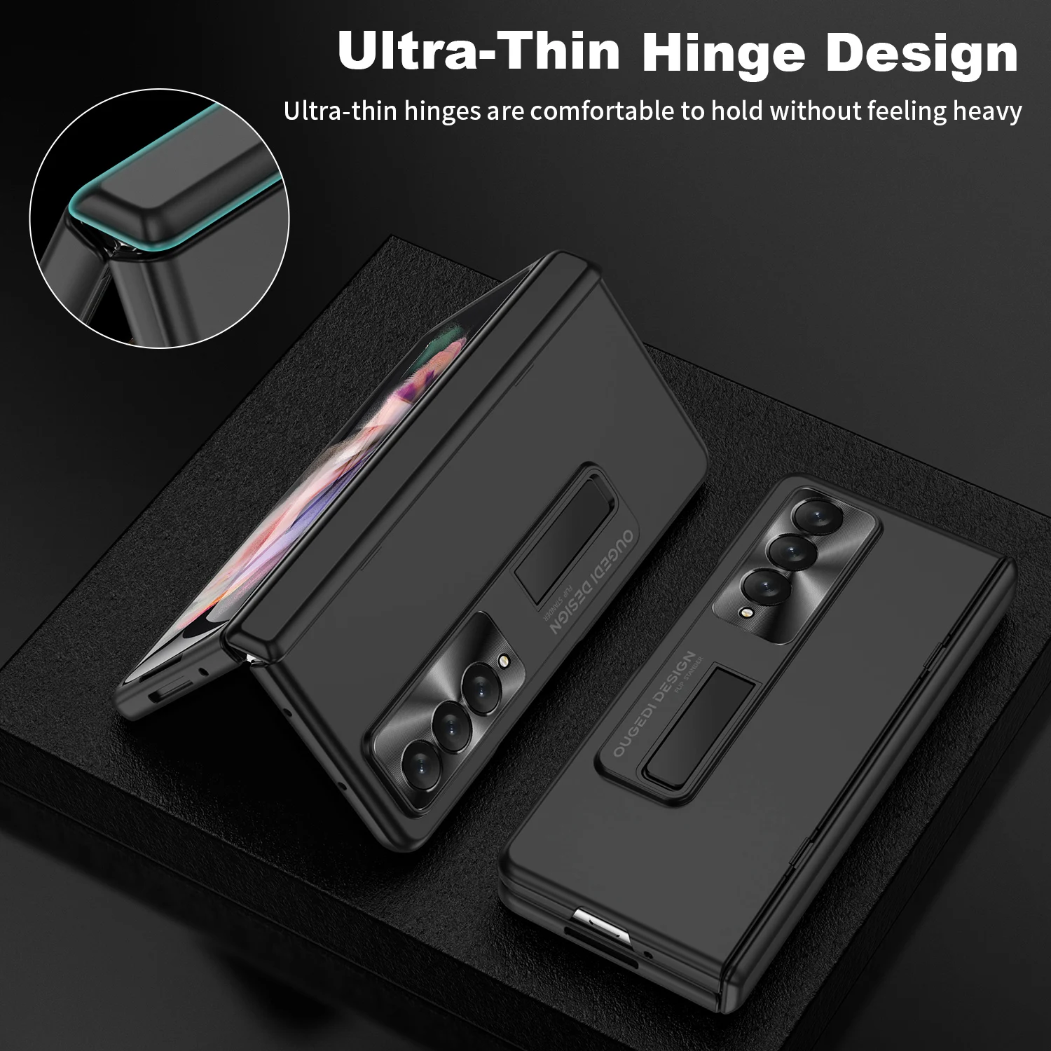 Shockproof Phone Case for Samsung Galaxy Z Fold 3 Spring Hinge Protection Full Cover With Magnetic Kickstand PC Screen Protector