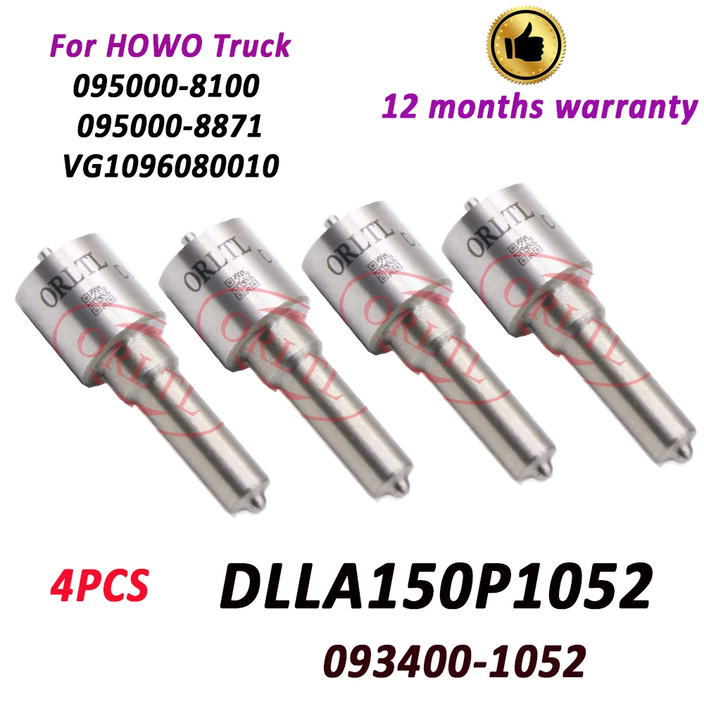 

4 PCS VG1096080010 Diesel Injector Nozzle DLLA150P1052 093400-1052 Nozzle DLLA 150 P 1052 0934001052 For HOWO Truck 095000-8100