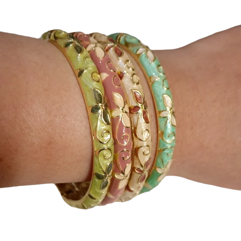 Овальные эмалированные филигранные тонкие браслеты Lucky с четырьмя листочками