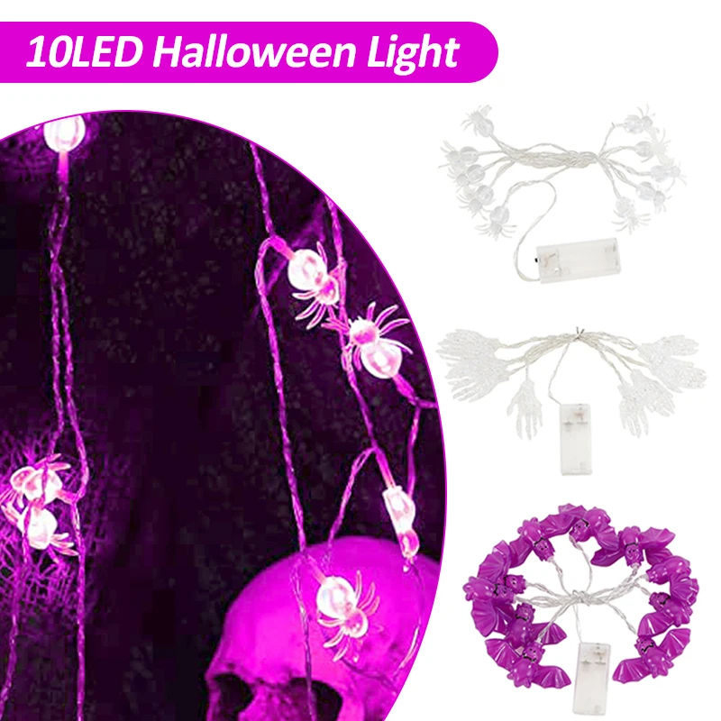 

10 LED Atmosphere Decorative Lights Safe Halloween Indoor Lighting Battery Powered Decorative String Lights for Gardens Porches