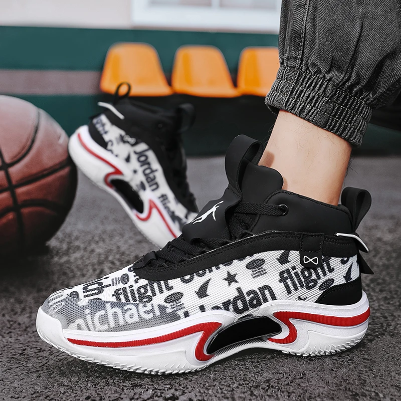 Men's basketball shoes Men's retro basketball shoes Breathable trend lace-up high top sneakers men's sneakers walking shoes