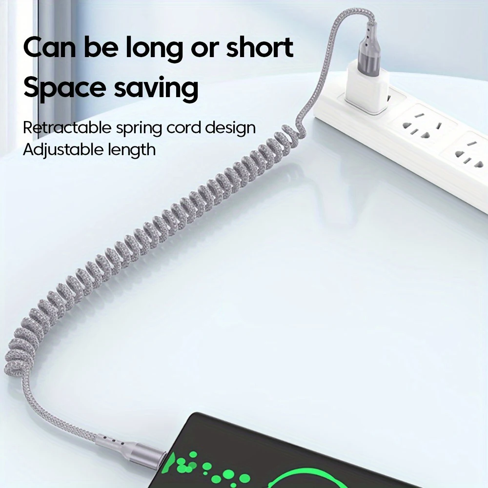 Фото PD 20 Вт USB Type C Пружинный автомобильный кабель для быстрой зарядки для iPhone 14 13 12 Pro Max USB C Шнур для передачи данных для iPad USB C Провод №4