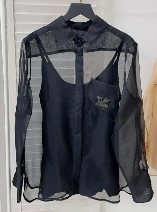 

Organza Letter Shirt 100silk