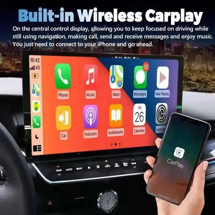 Фото 13.3-дюймовый Android-экран для автомобиля Toyota Camry 2024, GPS-навигация, мультимедийный видеоплеер, стереосистема, автомагнитола с поддержкой CarPlay №3