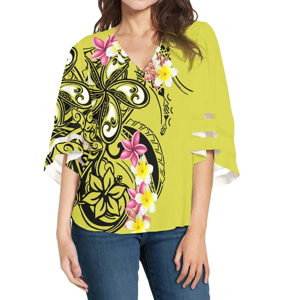 

Женская рубашка в этническом стиле по низкой цене, полинезийская Этническая рубашка с цветным фоном и принтом гибискуса, элегантная винтажная рубашка