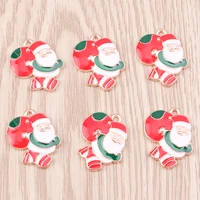 10pcs cartoon santa claus charms for jewelry making enamel christmas charms pendants for women diy necklaces earrings gifts