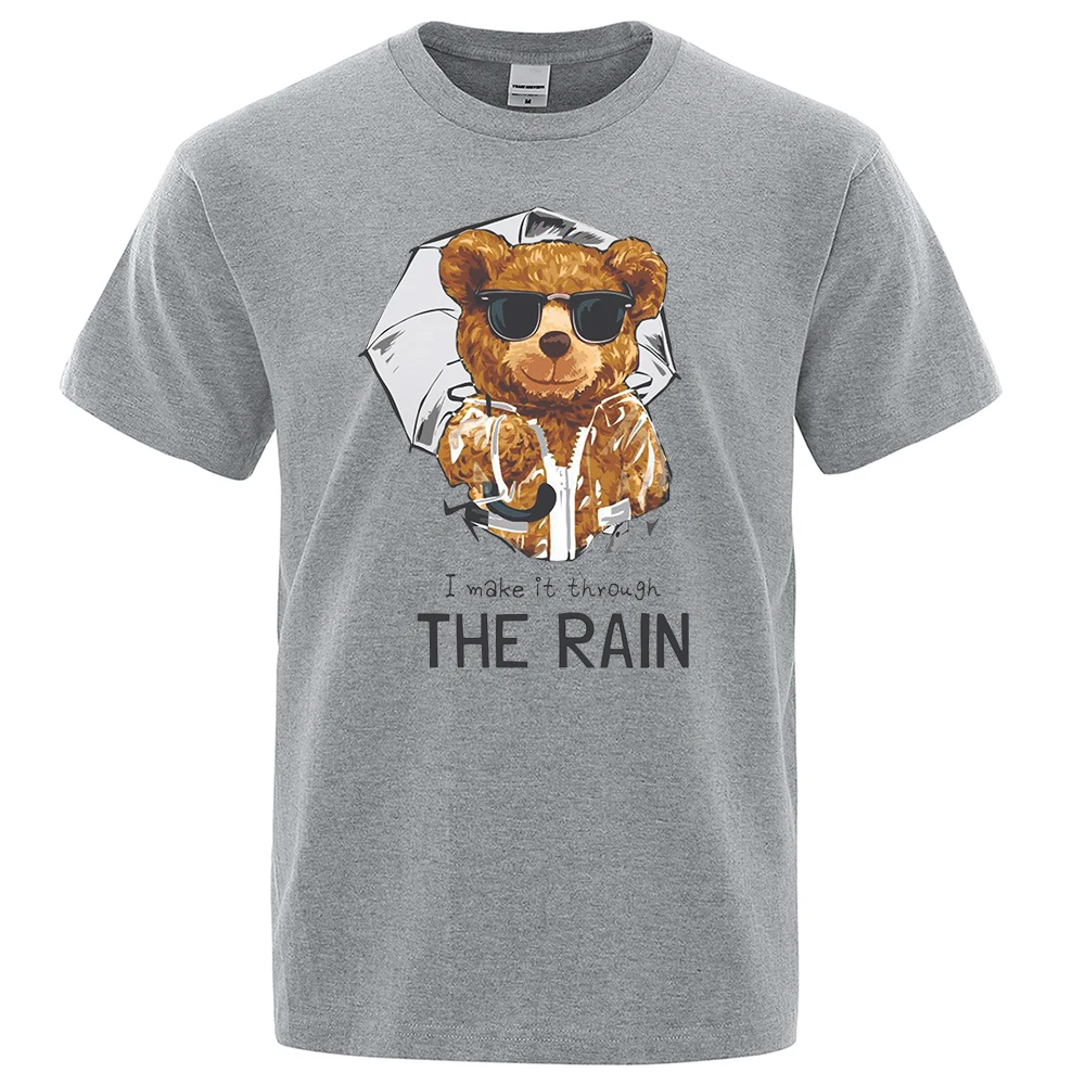 

Модные мужские футболки I Make It Through Teddy Bear, дышащая уличная футболка, хлопковая летняя Свободная Повседневная футболка большого размера