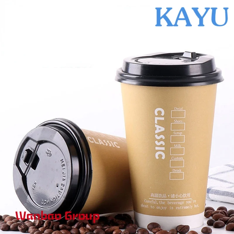 Coffee Paper Cups with Lid Disposable Thickened Hot Cocoa Cups Hot Drinks Takeaway 8oz 12oz