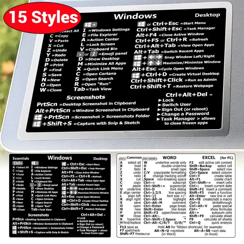 Наклейка на клавиатуру компьютера, ярлык для справки, наклейка для ноутбука, Macbook, настольного ПК, PS Word Excel, прозрачная наклейка на клавиши быстрого доступа