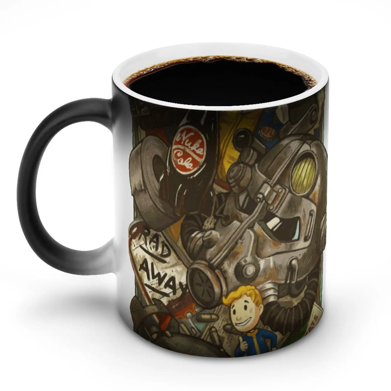 

Кружка Wasteland Cache Fallout 4, кружка для мальчиков Nuka Cola Power Armor Game, кружка с изменением цвета чая, креативные кавайные керамические чашки